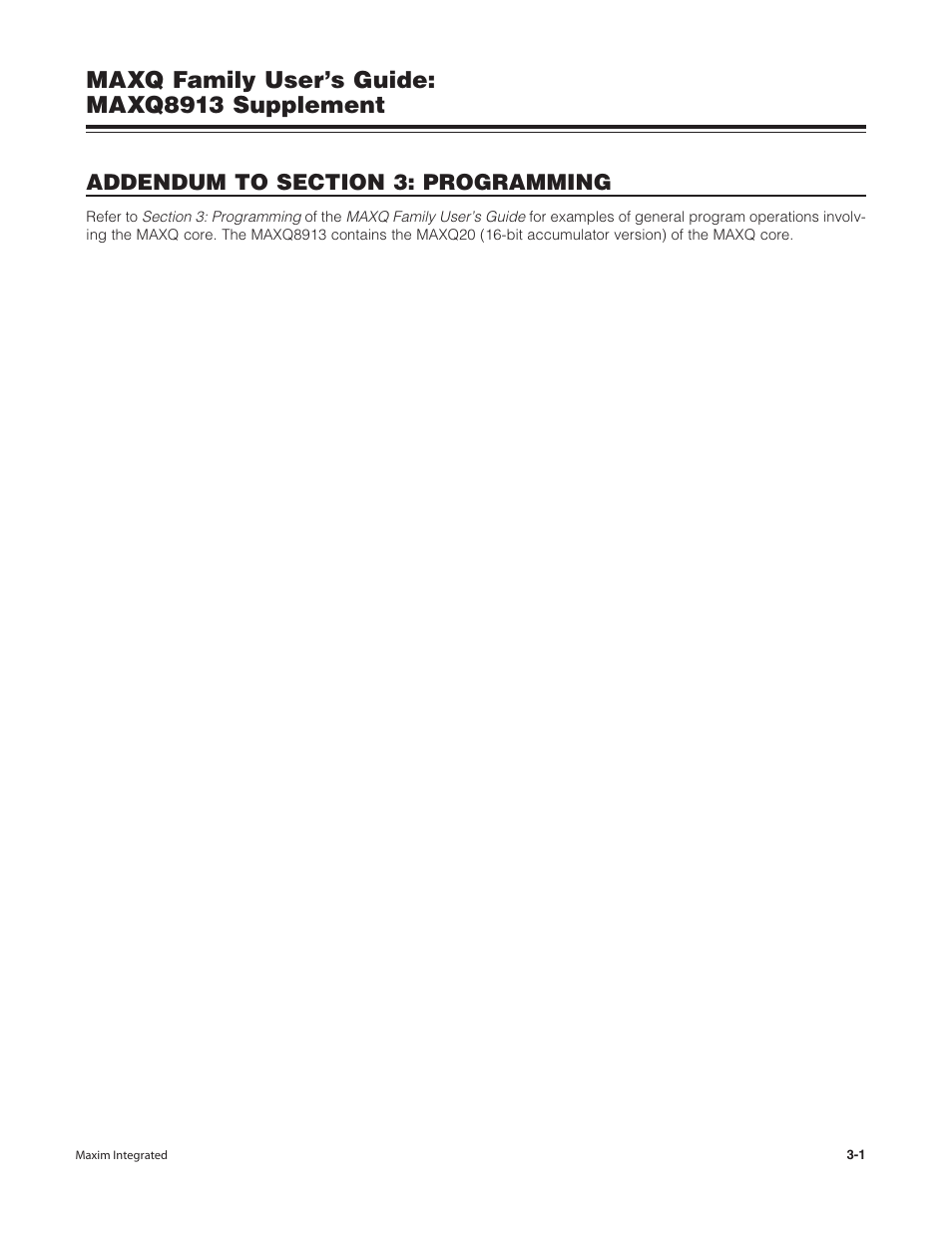 Addendum to section 3: programming, Maxq family user’s guide: maxq8913 supplement | Maxim Integrated MAXQ Family Users Guide: MAXQ8913 Supplement User Manual | Page 22 / 114