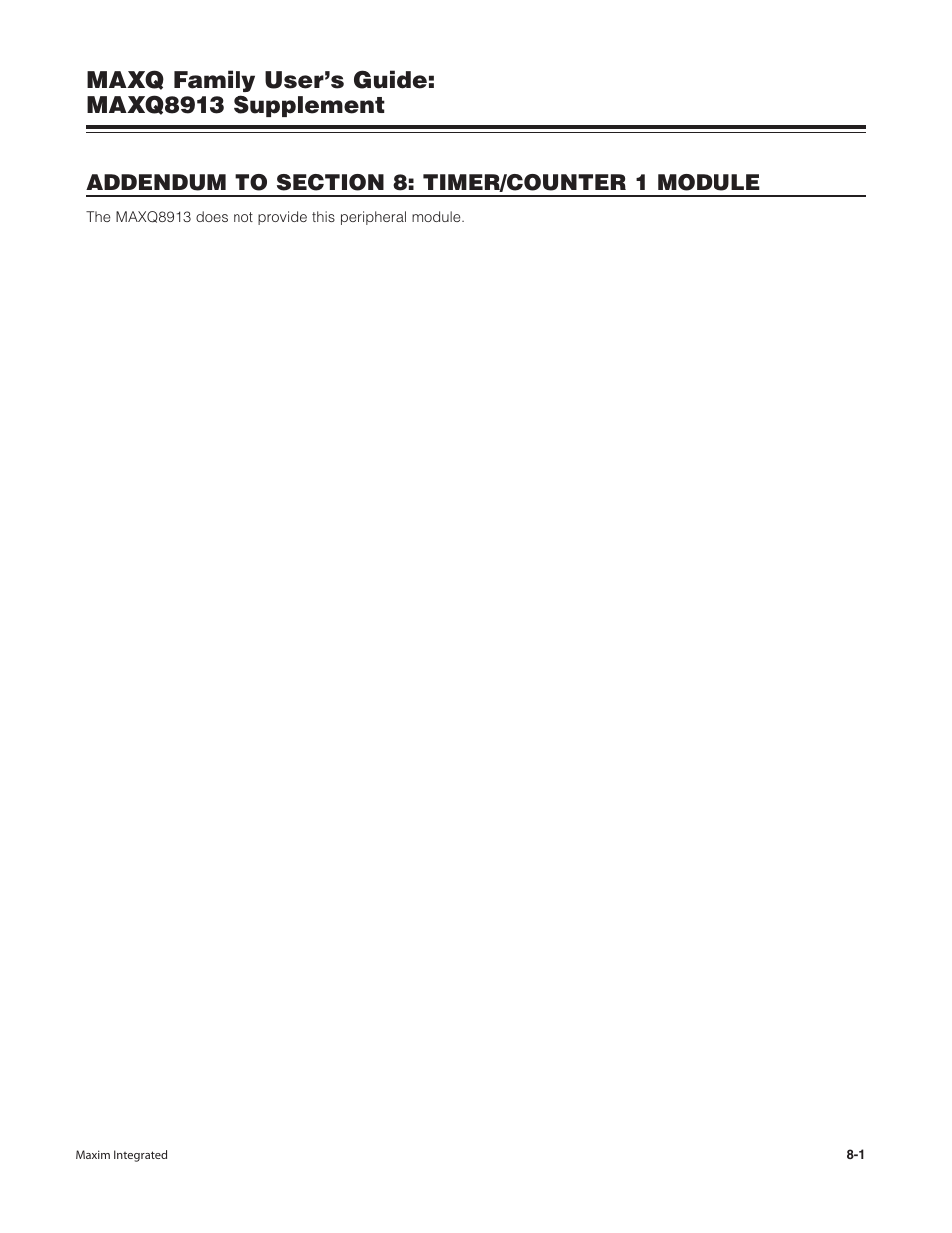 Addendum to section 8: timer/counter 1 module, Maxq family user’s guide: maxq8913 supplement | Maxim Integrated MAXQ Family Users Guide: MAXQ8913 Supplement User Manual | Page 42 / 114