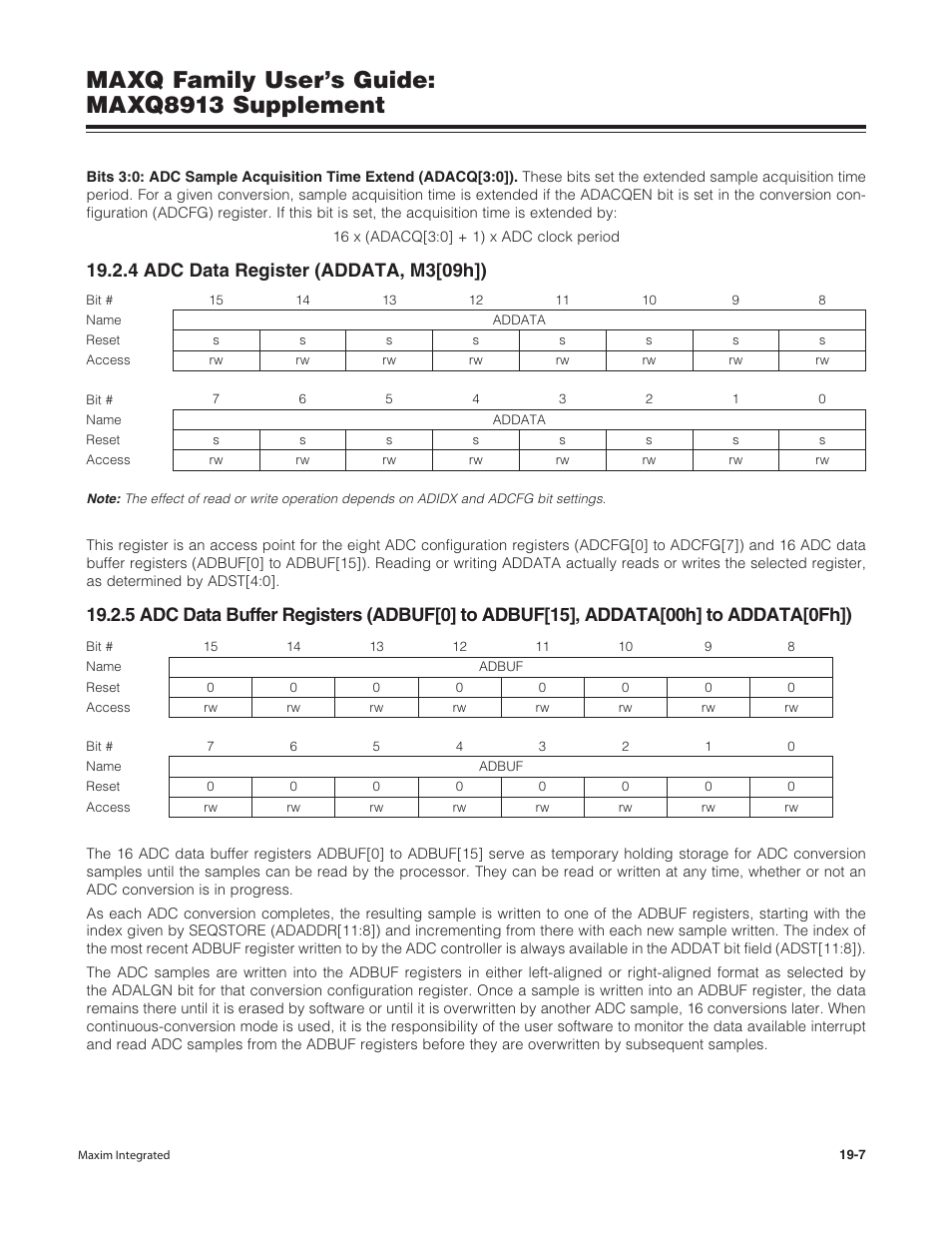 4 adc data register (addata, m3[09h]), Maxq family user’s guide: maxq8913 supplement | Maxim Integrated MAXQ Family Users Guide: MAXQ8913 Supplement User Manual | Page 69 / 114