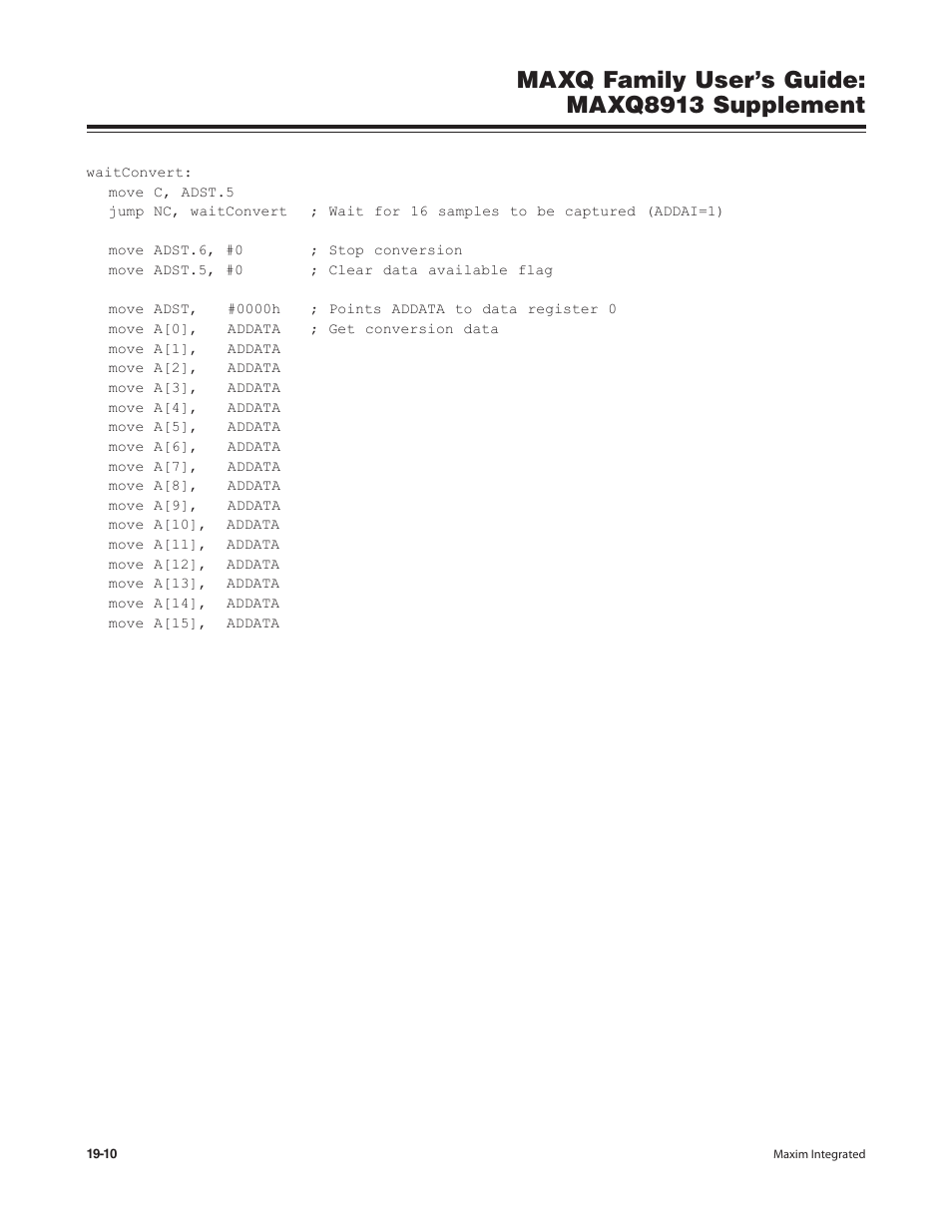 Maxq family user’s guide: maxq8913 supplement | Maxim Integrated MAXQ Family Users Guide: MAXQ8913 Supplement User Manual | Page 72 / 114