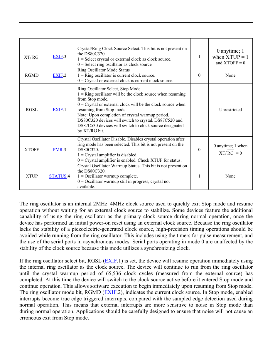 5 using the ring oscillator, Clock source selection, Table 7-e | Maxim Integrated High-Speed Microcontroller User Manual | Page 100 / 176