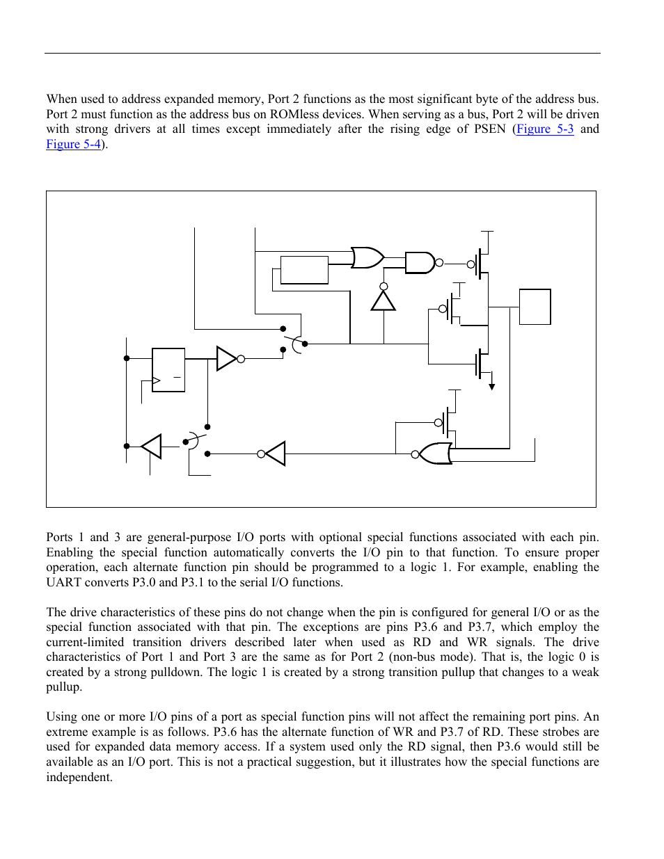 2 most significant address byte, a8–a15, 3 ports 1 and 3, General-purpose i/o | Figure 10-1. port 0 functional circuitry | Maxim Integrated High-Speed Microcontroller User Manual | Page 114 / 176