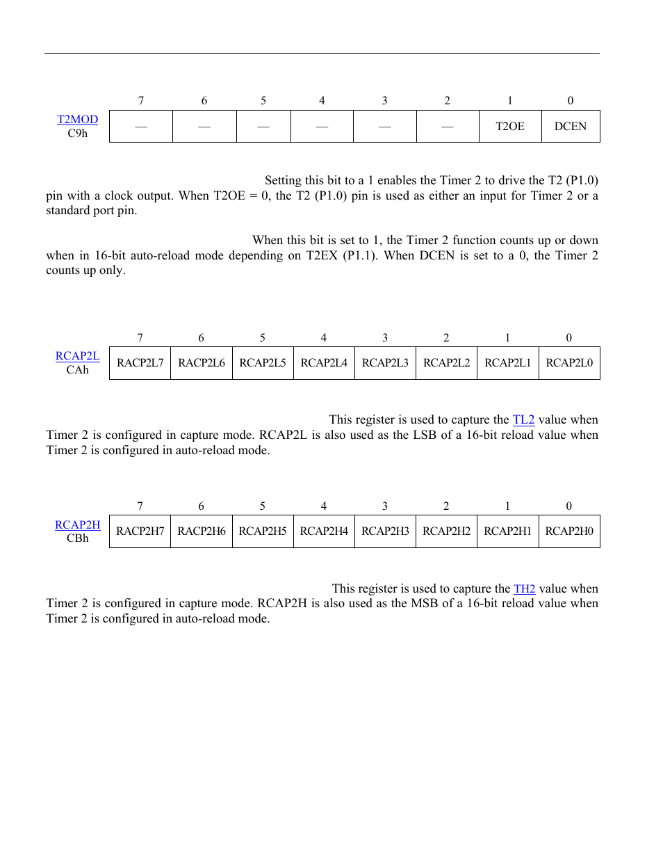 2 timer two mode control register (t2mod) summary, Imer, Timer two control register (t2con) summary | Maxim Integrated High-Speed Microcontroller User Manual | Page 125 / 176