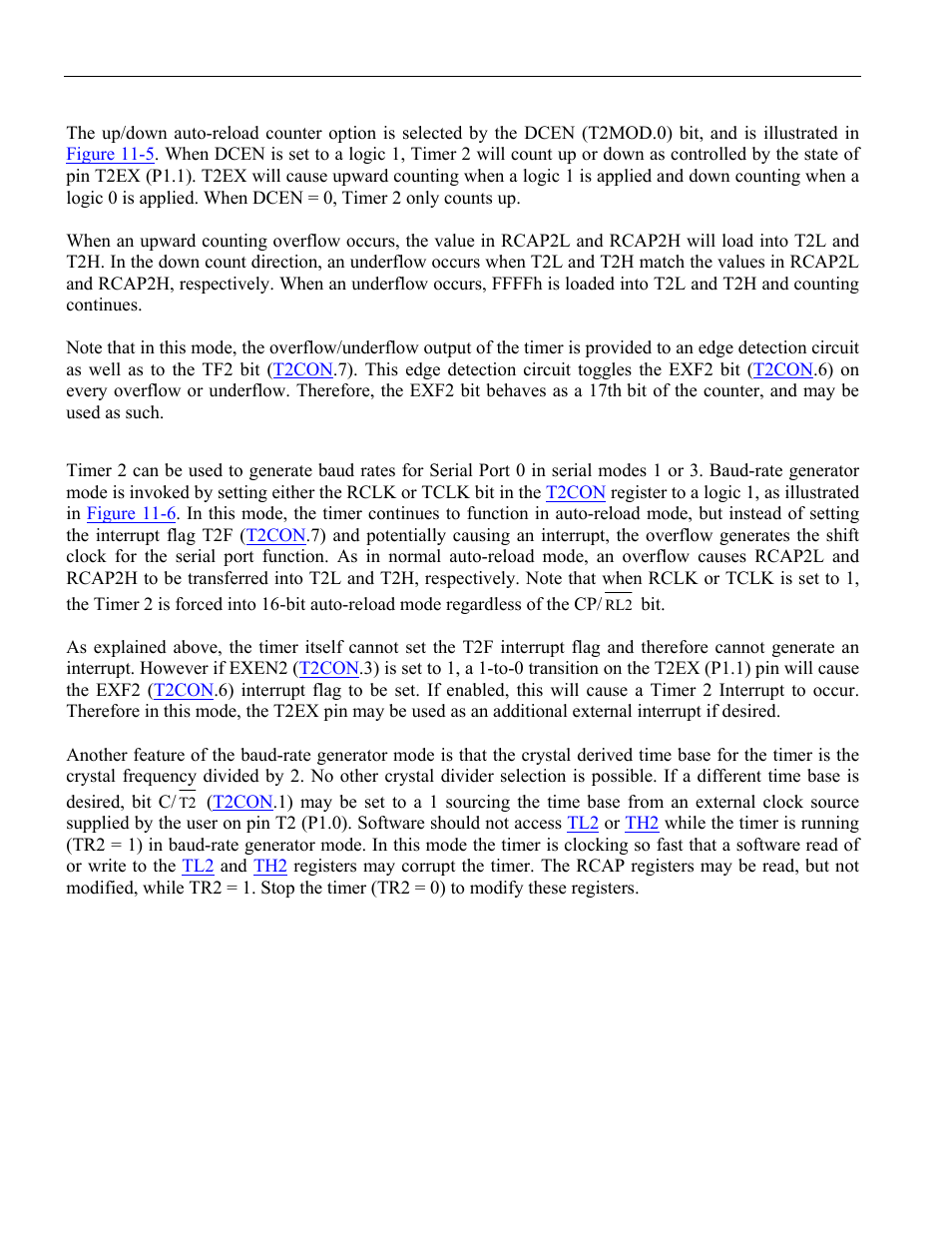4 up/down count auto-reload timer/counter, 5 baud-rate generator, Figure 11-5. timer/counter 2 auto-reload mode | Maxim Integrated High-Speed Microcontroller User Manual | Page 129 / 176