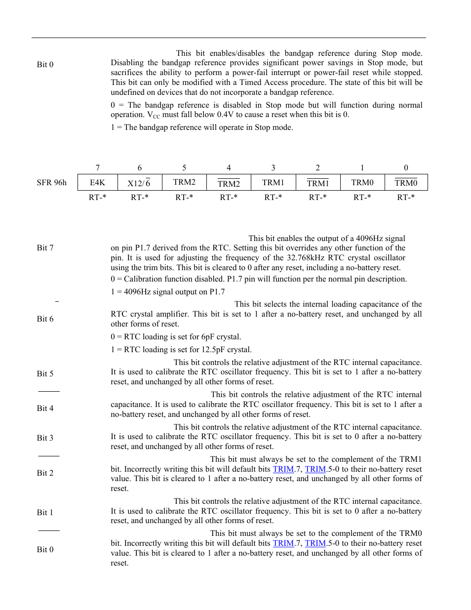 18 rtc trim register (trim), External interrupt flag (exif), Trim | Maxim Integrated High-Speed Microcontroller User Manual | Page 34 / 176