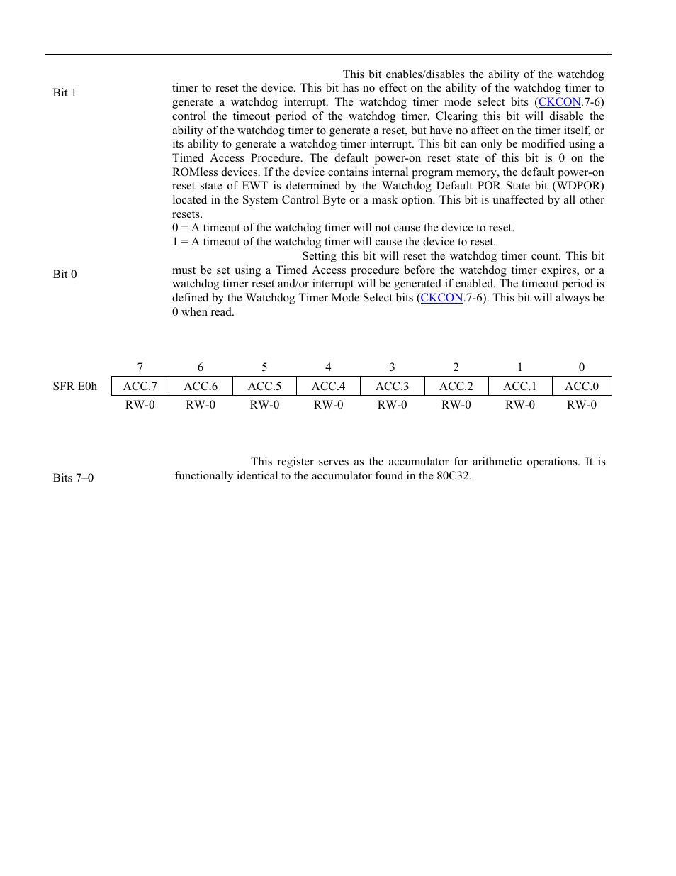 43 accumulator (a or acc), Watchdog control (wdcon) | Maxim Integrated High-Speed Microcontroller User Manual | Page 51 / 176