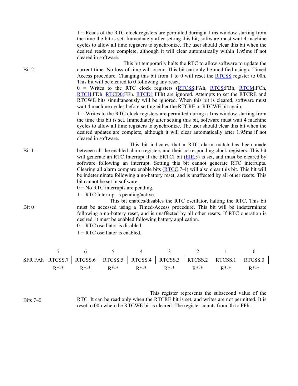 52 real-time clock subsecond register (rtcss), Real-time clock control register (rtcc), Rtcss | Gister, Fah) to contribute t | Maxim Integrated High-Speed Microcontroller User Manual | Page 56 / 176