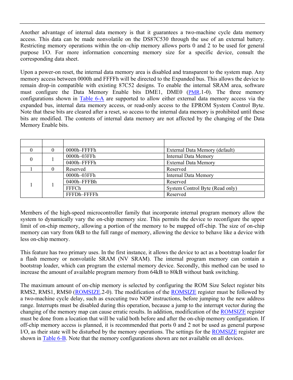 1 romsize feature, Memory access, Nternal | Rogram, Emory | Maxim Integrated High-Speed Microcontroller User Manual | Page 77 / 176