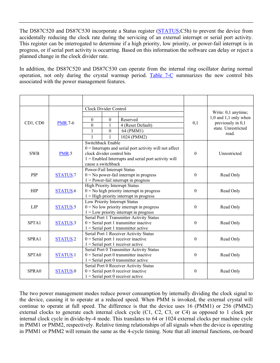 1 power management mode timing, Ower, Anagement | Odes, Table 7-b. crystal vs. mips comparison | Maxim Integrated High-Speed Microcontroller User Manual | Page 96 / 176