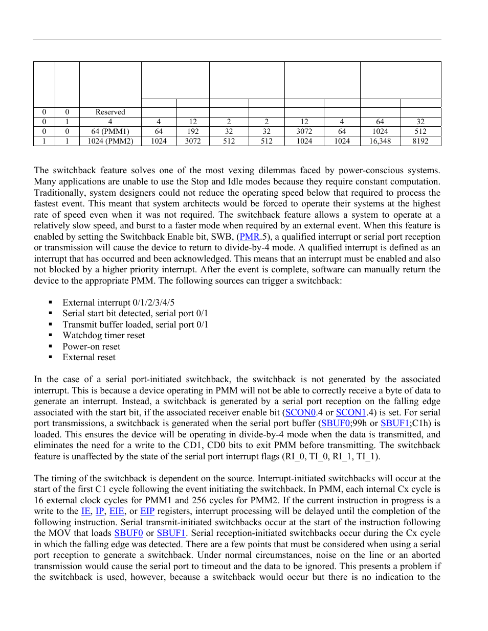 3 switchback, Pmm and peripheral functions, Figure 7-2. internal timing relationships in pmm1 | Serial port operation is desired, Table 7-d, Shows the effect of the clo | Maxim Integrated High-Speed Microcontroller User Manual | Page 98 / 176