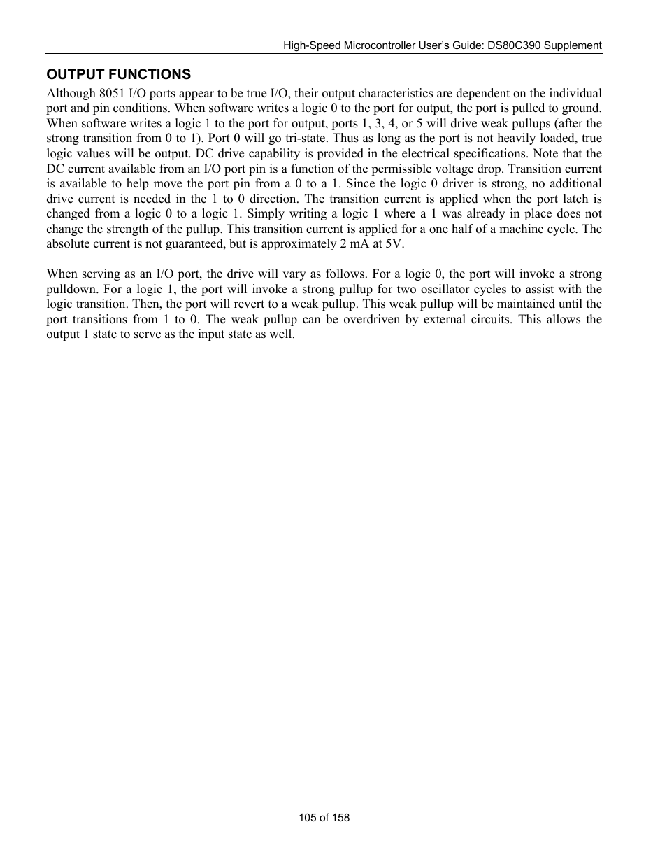 Output functions | Maxim Integrated High-Speed Microcontroller Users Guide: DS80C390 Supplement User Manual | Page 105 / 158