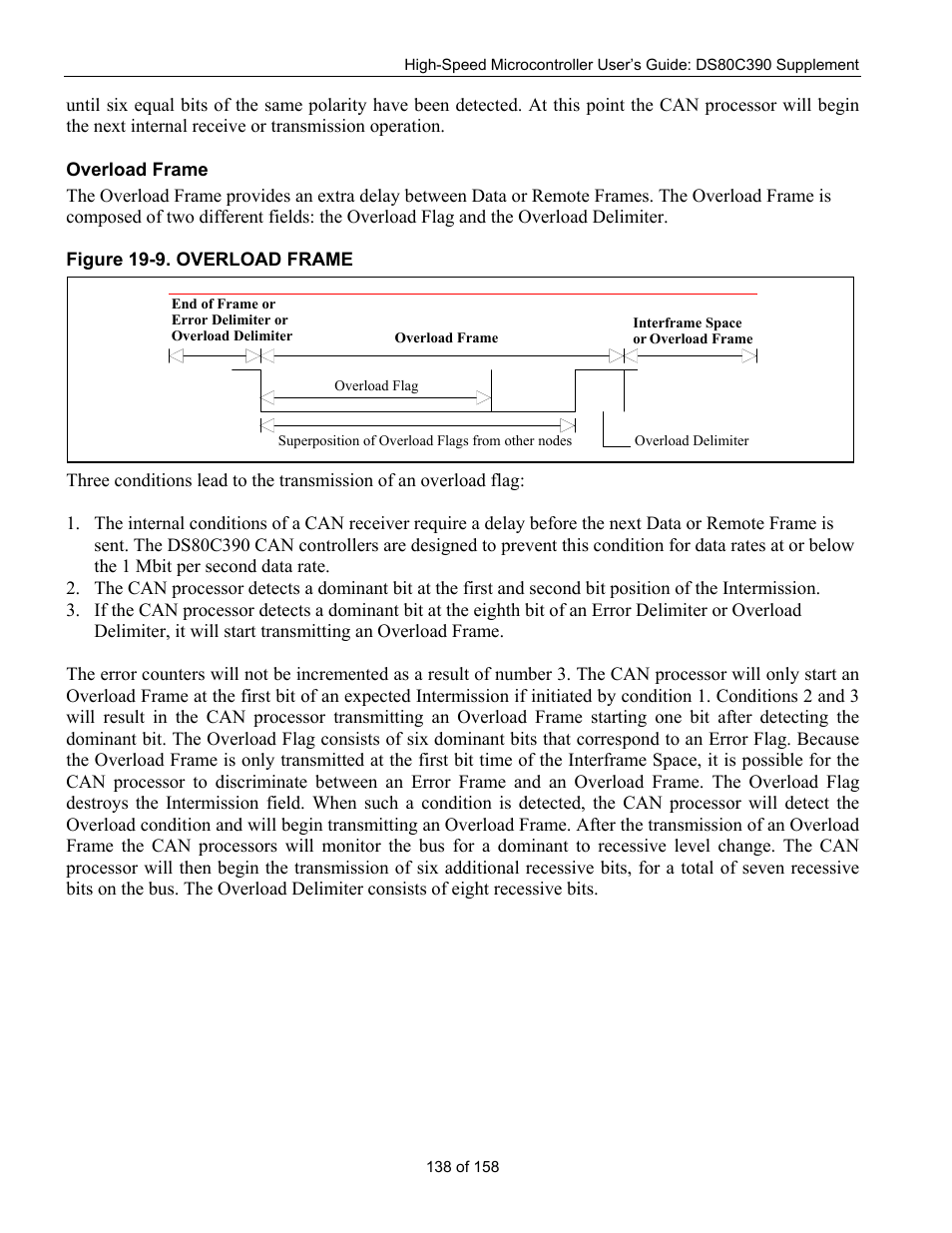 Overload frame | Maxim Integrated High-Speed Microcontroller Users Guide: DS80C390 Supplement User Manual | Page 138 / 158