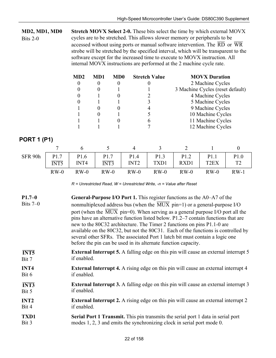 Port 1 (p1), 1 (p1) | Maxim Integrated High-Speed Microcontroller Users Guide: DS80C390 Supplement User Manual | Page 22 / 158