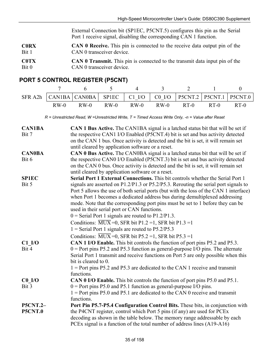 Port 5 control register (p5cnt), Ontrol, Egister | P5cnt) | Maxim Integrated High-Speed Microcontroller Users Guide: DS80C390 Supplement User Manual | Page 35 / 158