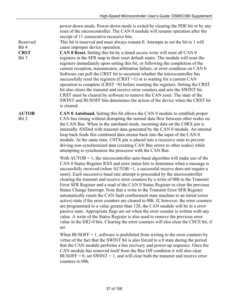 Maxim Integrated High-Speed Microcontroller Users Guide: DS80C390 Supplement User Manual | Page 37 / 158