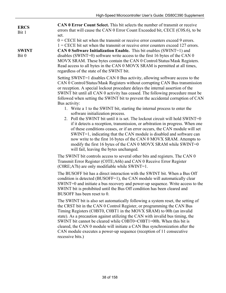 Maxim Integrated High-Speed Microcontroller Users Guide: DS80C390 Supplement User Manual | Page 38 / 158