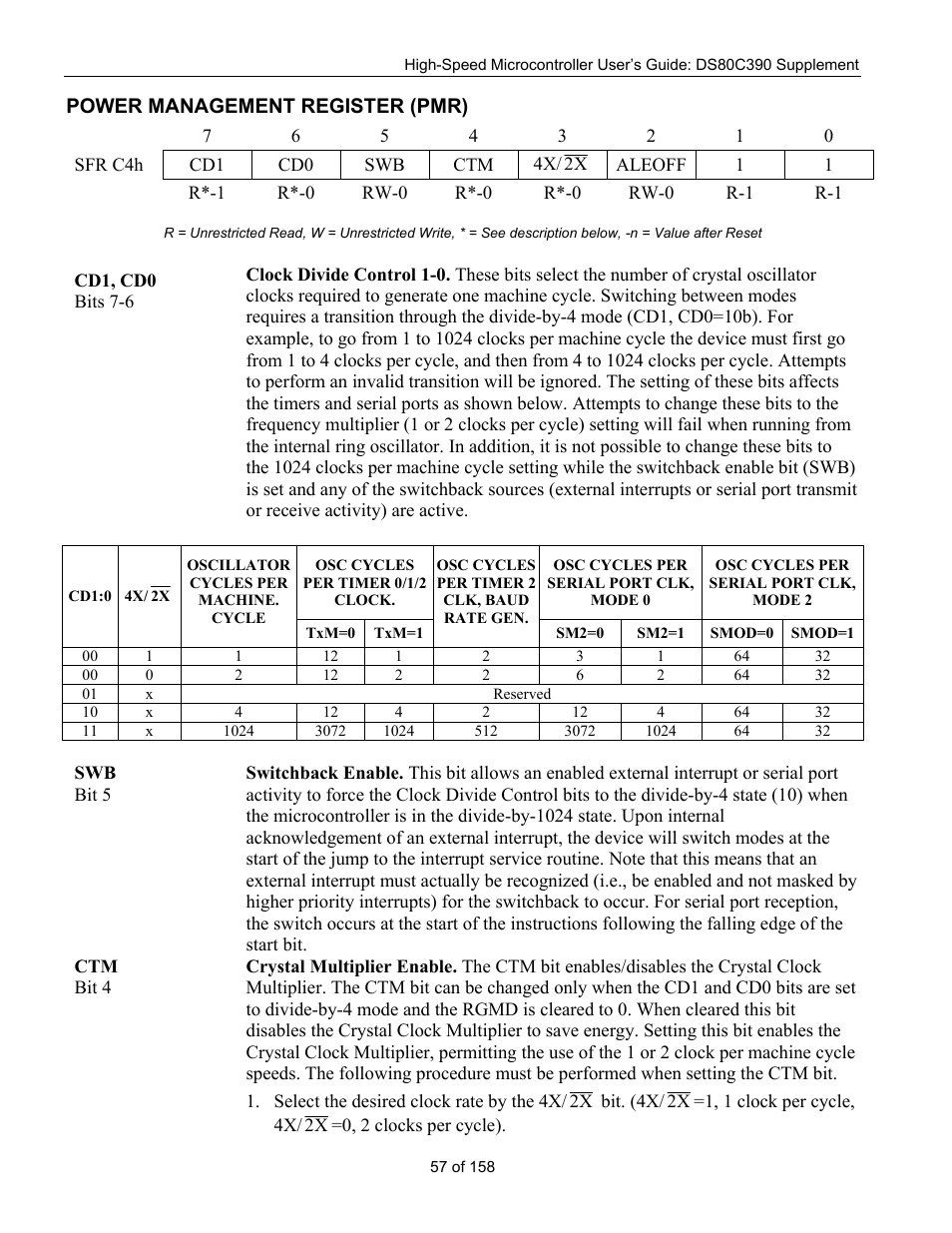 Power management register (pmr), Ower, Anagement | Egister, Pmr) | Maxim Integrated High-Speed Microcontroller Users Guide: DS80C390 Supplement User Manual | Page 57 / 158