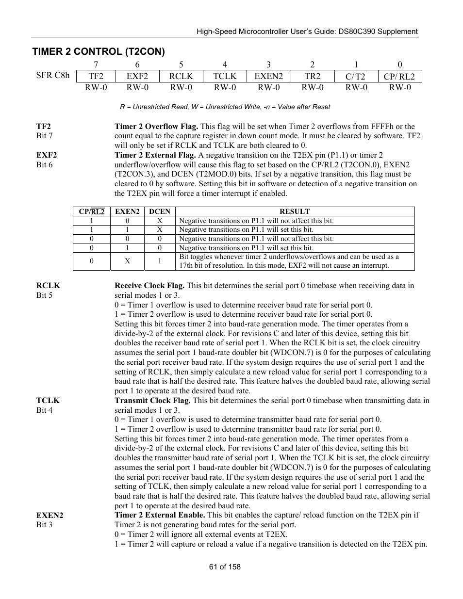 Timer 2 control (t2con), Exf2, Imer | Ontrol, T2con) | Maxim Integrated High-Speed Microcontroller Users Guide: DS80C390 Supplement User Manual | Page 61 / 158