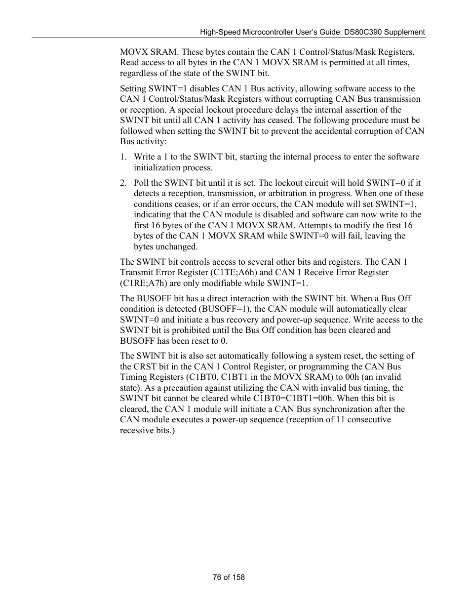 Maxim Integrated High-Speed Microcontroller Users Guide: DS80C390 Supplement User Manual | Page 76 / 158