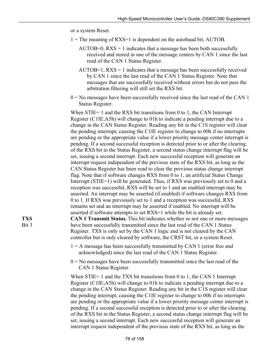 Maxim Integrated High-Speed Microcontroller Users Guide: DS80C390 Supplement User Manual | Page 78 / 158