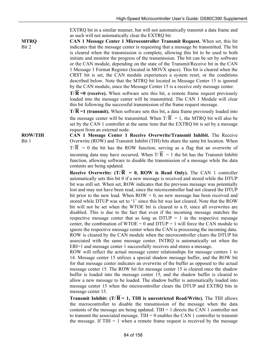 Maxim Integrated High-Speed Microcontroller Users Guide: DS80C390 Supplement User Manual | Page 84 / 158