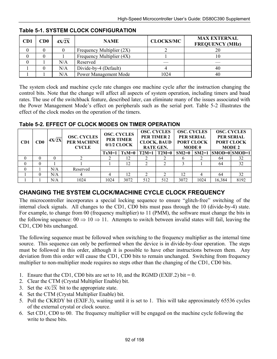 Hanging the, Ystem, Lock | Achine, Ycle, Requency | Maxim Integrated High-Speed Microcontroller Users Guide: DS80C390 Supplement User Manual | Page 92 / 158