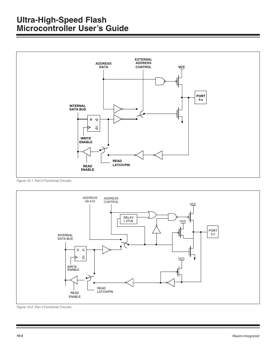 Figure 10-1. port 0 functional circuitry -3, Figure 10-2. port 2 functional circuitry -3 | Maxim Integrated Ultra-High-Speed Flash Microcontroller User Manual | Page 116 / 169