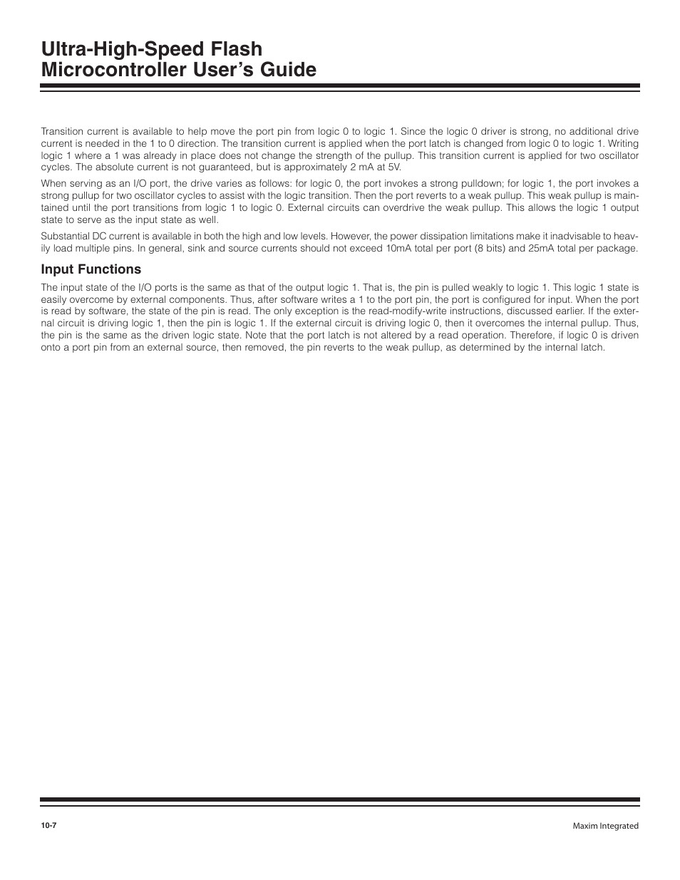 Input functions, Input functions -7 | Maxim Integrated Ultra-High-Speed Flash Microcontroller User Manual | Page 120 / 169