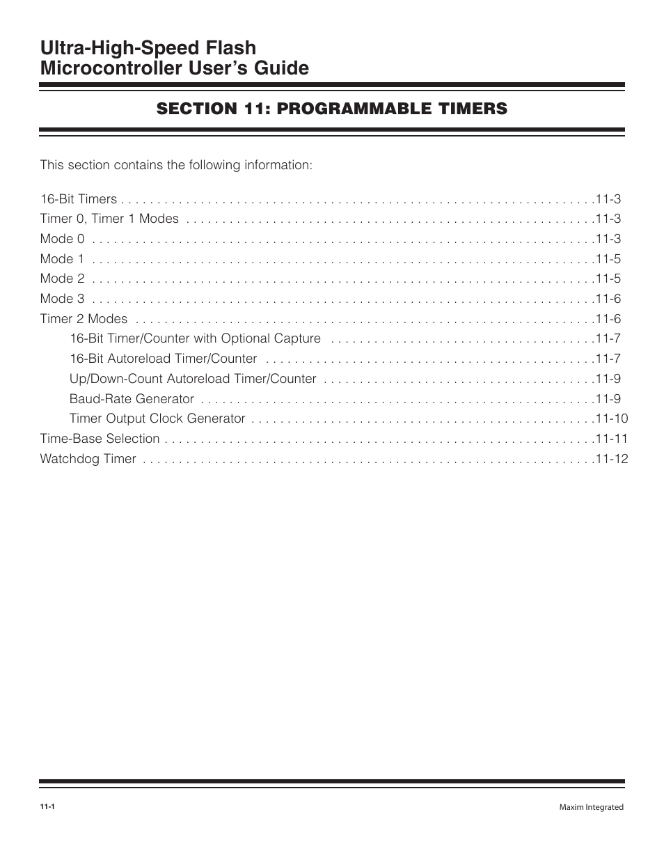 Section 11: programmable timers | Maxim Integrated Ultra-High-Speed Flash Microcontroller User Manual | Page 121 / 169