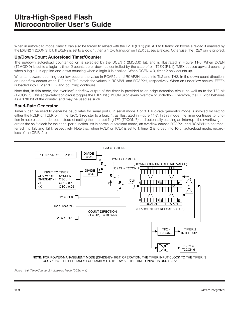 Up/down-count autoreload tim, Baud-rate generator, Up/down-count autoreload timer/counter -9 | Baud-rate generator -9, Up/down-count autoreload timer/counter | Maxim Integrated Ultra-High-Speed Flash Microcontroller User Manual | Page 129 / 169
