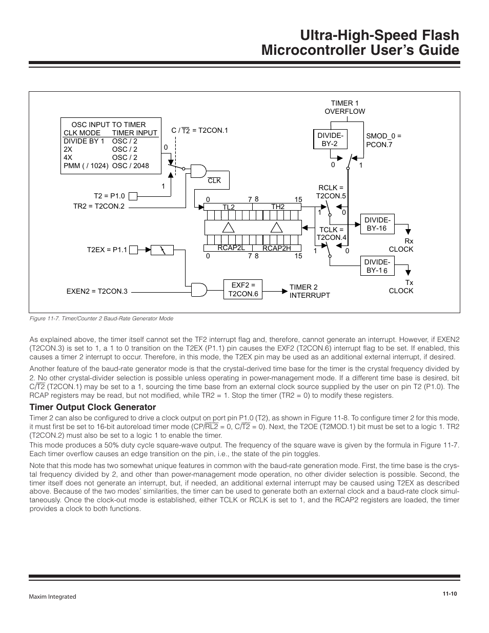 Timer output clock generator, Timer output clock generator -10 | Maxim Integrated Ultra-High-Speed Flash Microcontroller User Manual | Page 130 / 169