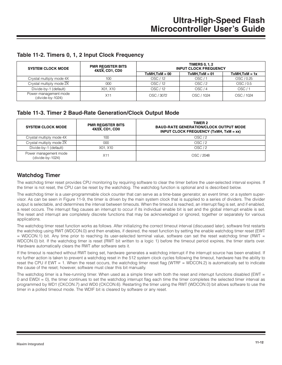 Watchdog timer, Watchdog timer -12 | Maxim Integrated Ultra-High-Speed Flash Microcontroller User Manual | Page 132 / 169