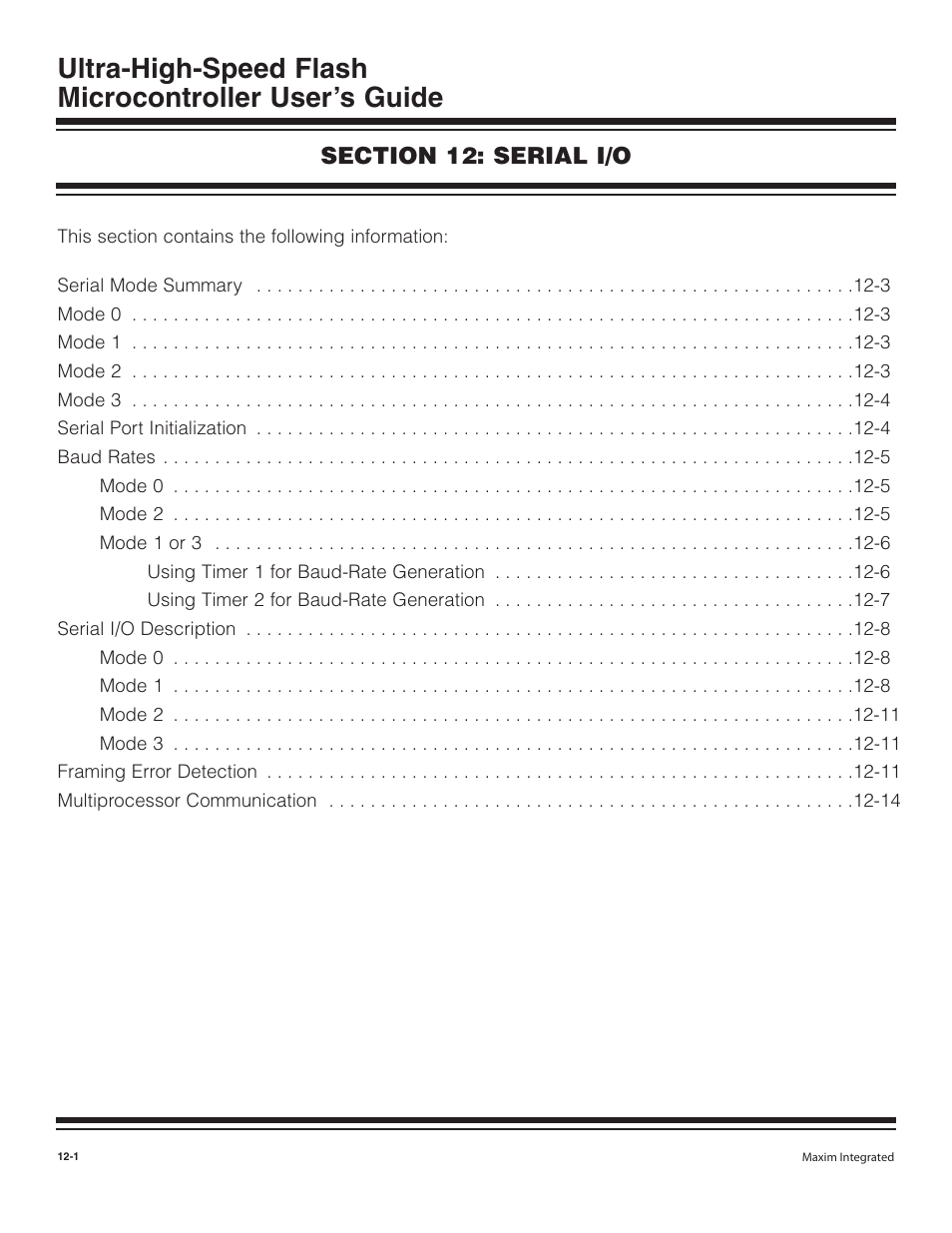 Section 12: serial i/o | Maxim Integrated Ultra-High-Speed Flash Microcontroller User Manual | Page 135 / 169