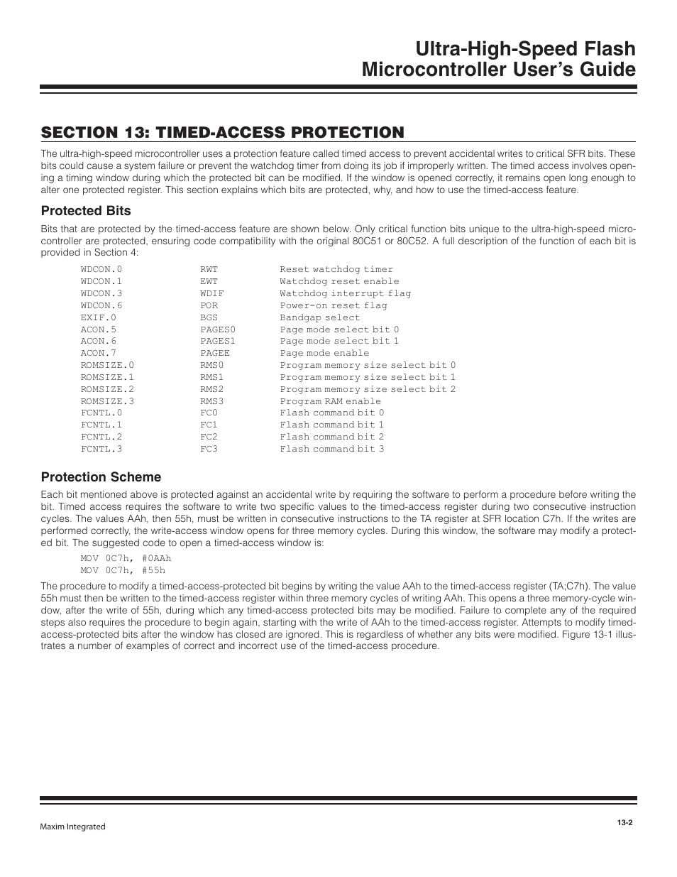 Protected bits, Protection scheme, Protected bits -2 | Protection scheme -2 | Maxim Integrated Ultra-High-Speed Flash Microcontroller User Manual | Page 150 / 169