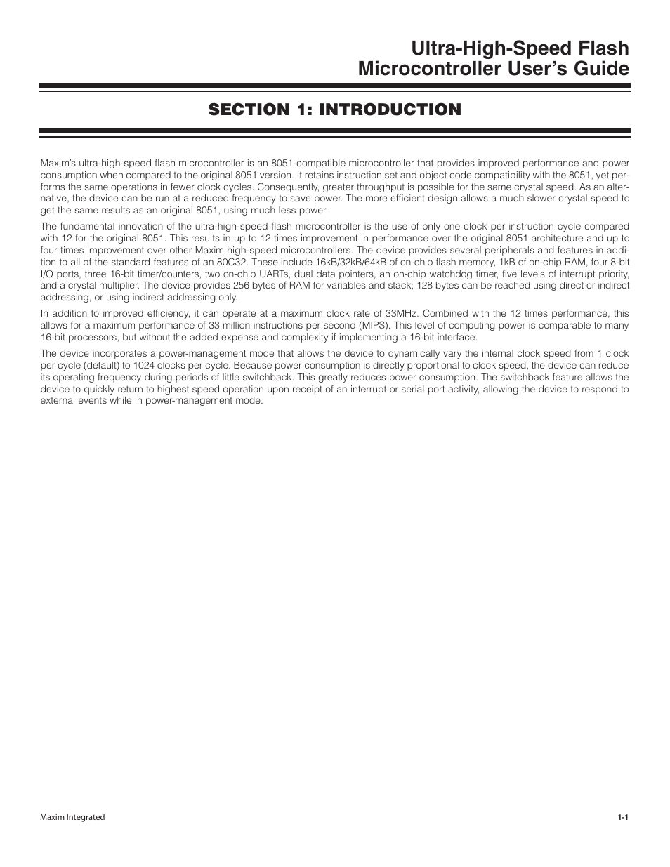 Section 1: introduction, Number, Date | Description, Changed, Initial release | Maxim Integrated Ultra-High-Speed Flash Microcontroller User Manual | Page 3 / 169