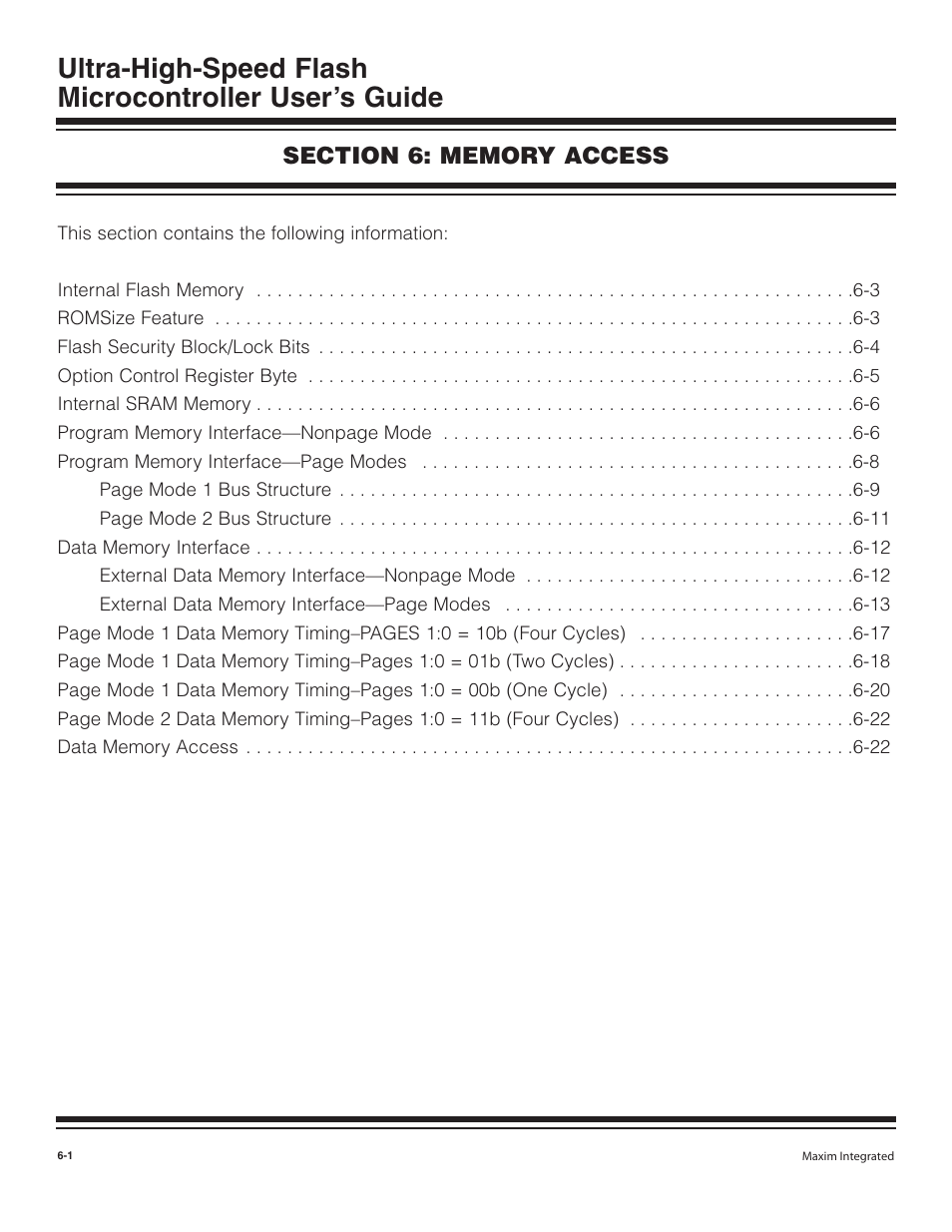Section 6: memory access, Added revision id sfr | Maxim Integrated Ultra-High-Speed Flash Microcontroller User Manual | Page 68 / 169