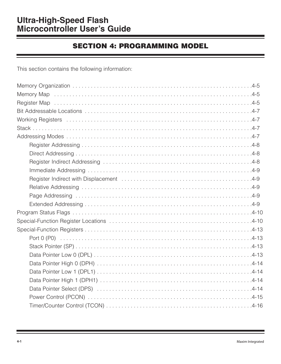 Section 4: programming model | Maxim Integrated Ultra-High-Speed Flash Microcontroller User Manual | Page 9 / 169