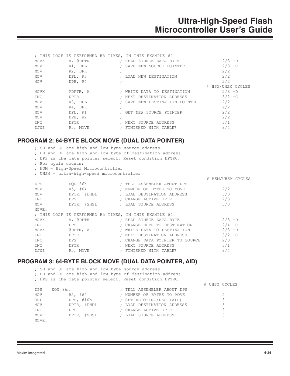 Program 2: 64-byte block move (dual data pointer) | Maxim Integrated Ultra-High-Speed Flash Microcontroller User Manual | Page 91 / 169