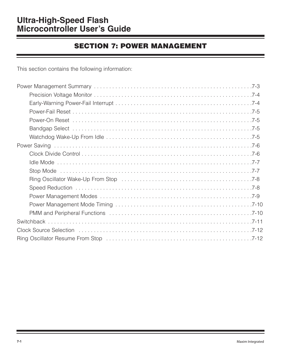 Section 7: power management | Maxim Integrated Ultra-High-Speed Flash Microcontroller User Manual | Page 93 / 169
