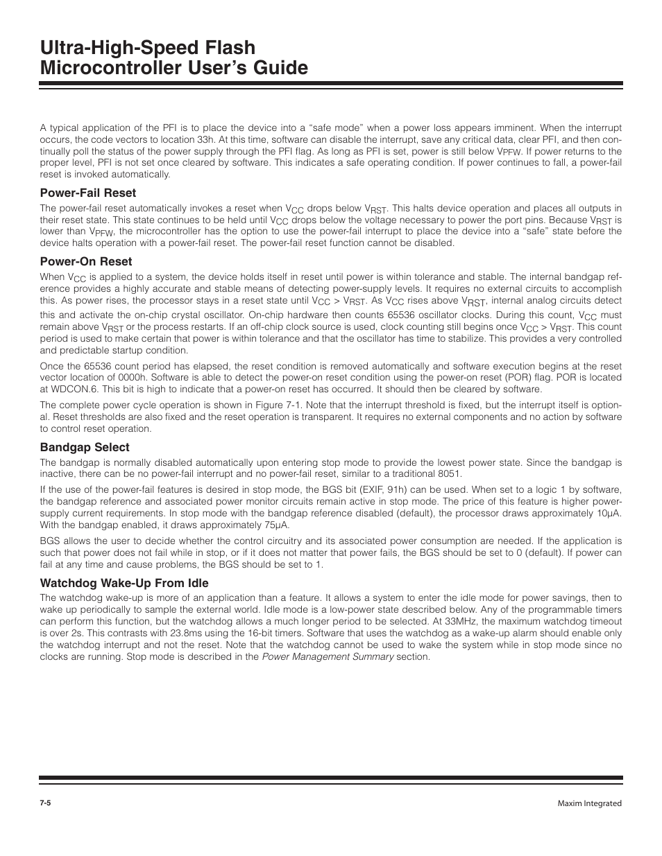 Power-fail reset, Power-on reset, Bandgap select | Watchdog wake-up from idle, Power-fail reset -5, Power-on reset -5, Bandgap select -5, Watchdog wake-up from idle -5 | Maxim Integrated Ultra-High-Speed Flash Microcontroller User Manual | Page 97 / 169