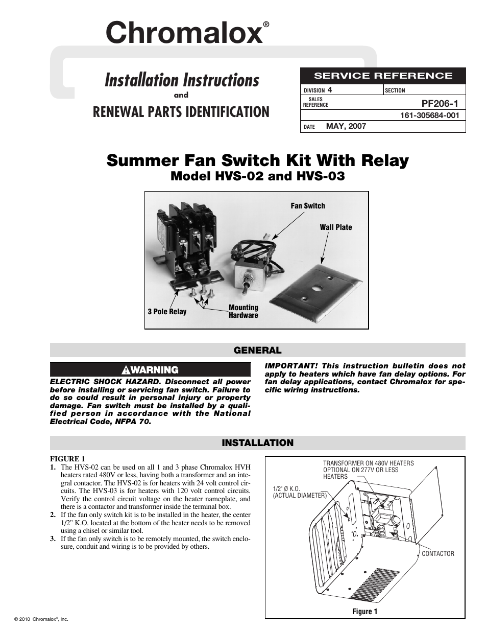 Chromalox HVS-03 User Manual | 4 pages