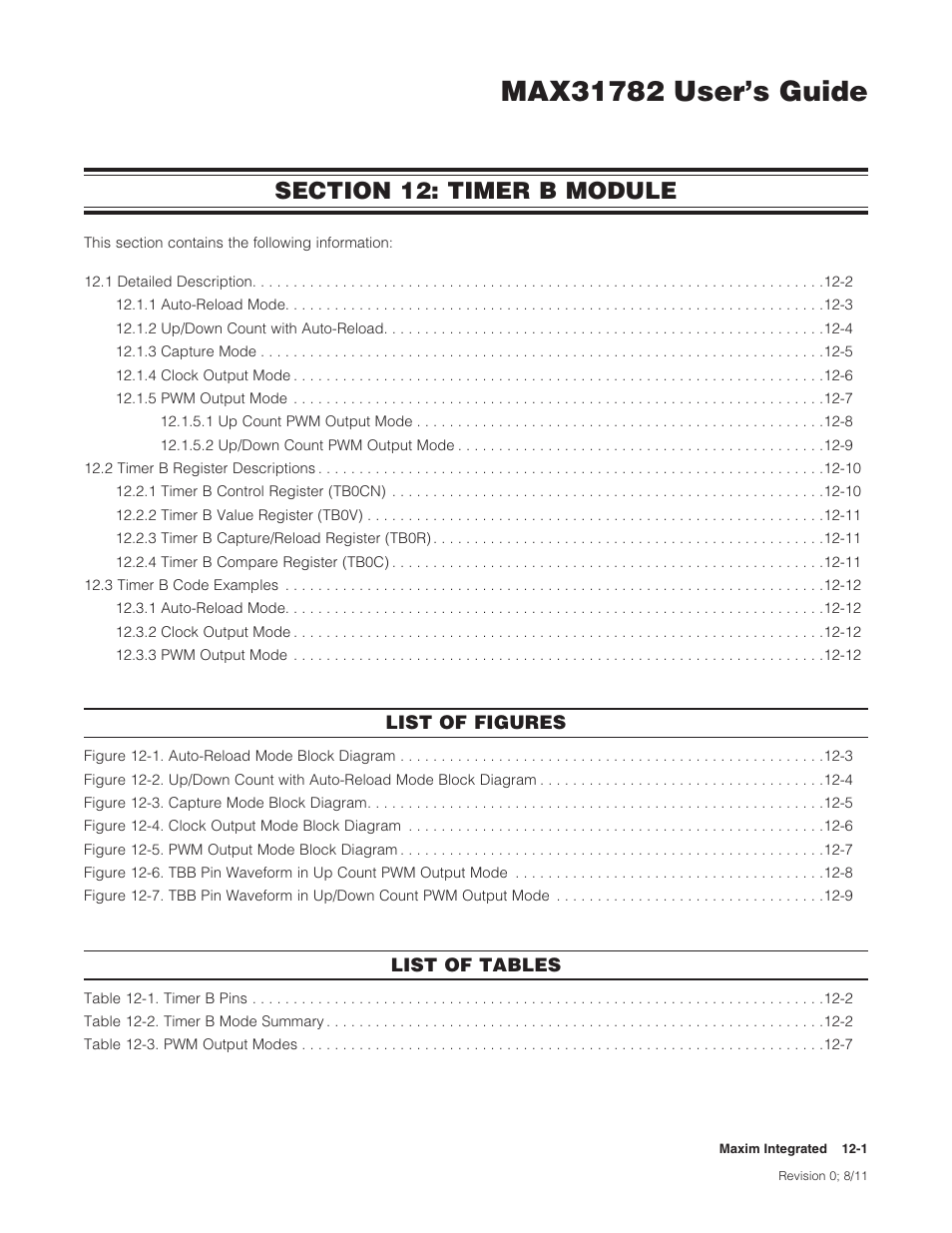 Section 12: timer b module, Section 12: timer b module -1 | Maxim Integrated MAX31782 User Manual | Page 103 / 223