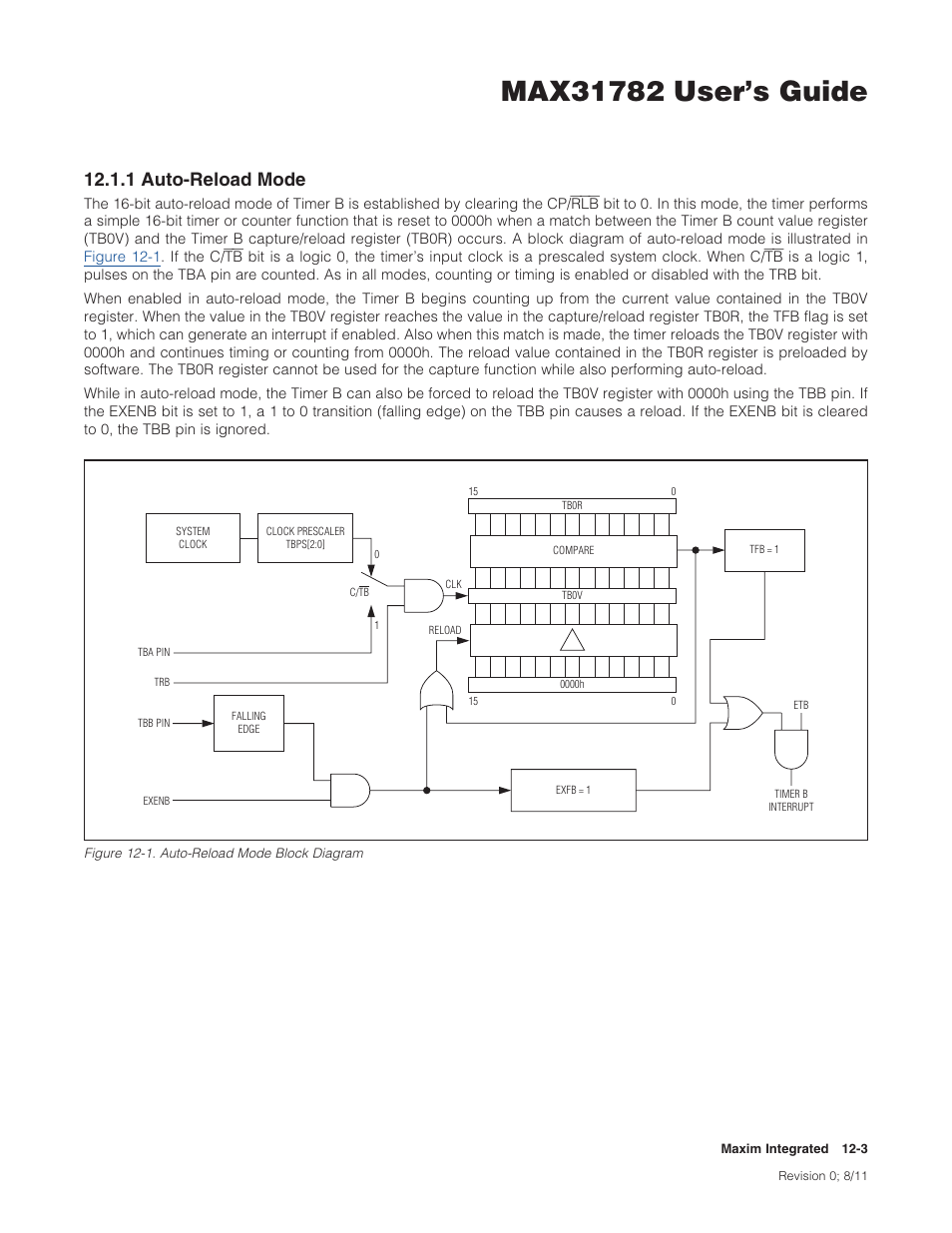 1 auto-reload mode, 12 .1 .1 auto-reload mode -3, Figure 12-1 . auto-reload mode block diagram -3 | 1auto-reloadmode | Maxim Integrated MAX31782 User Manual | Page 105 / 223