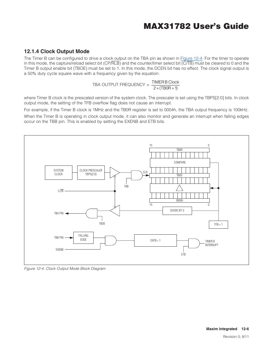 4 clock output mode, 12 .1 .4 clock output mode -6, Figure 12-4 . clock output mode block diagram -6 | 4clockoutputmode | Maxim Integrated MAX31782 User Manual | Page 108 / 223