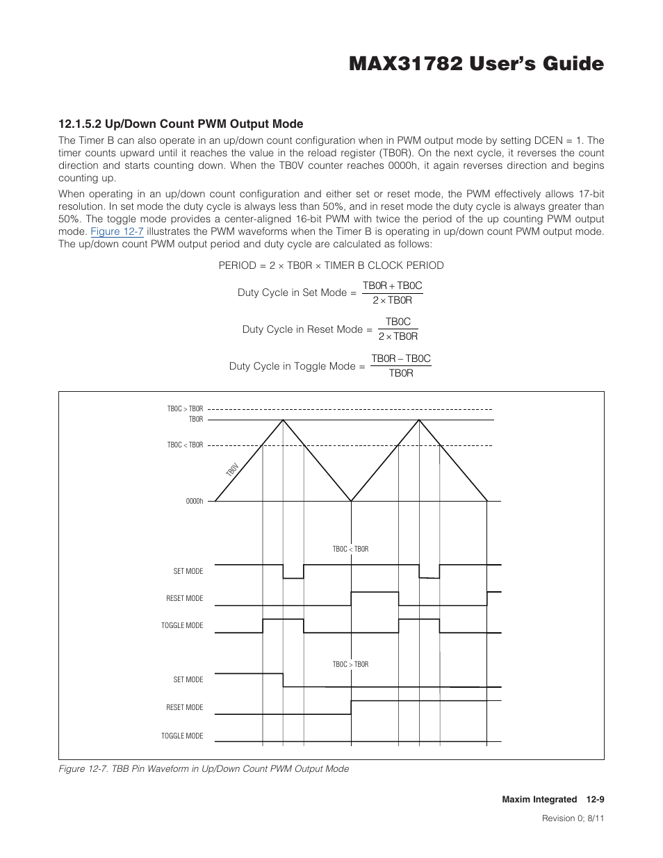 2 up/down count pwm output mode, 12 .1 .5 .2 up/down count pwm output mode -9, Figure 12-7 | 2up/downcountpwmoutputmode | Maxim Integrated MAX31782 User Manual | Page 111 / 223