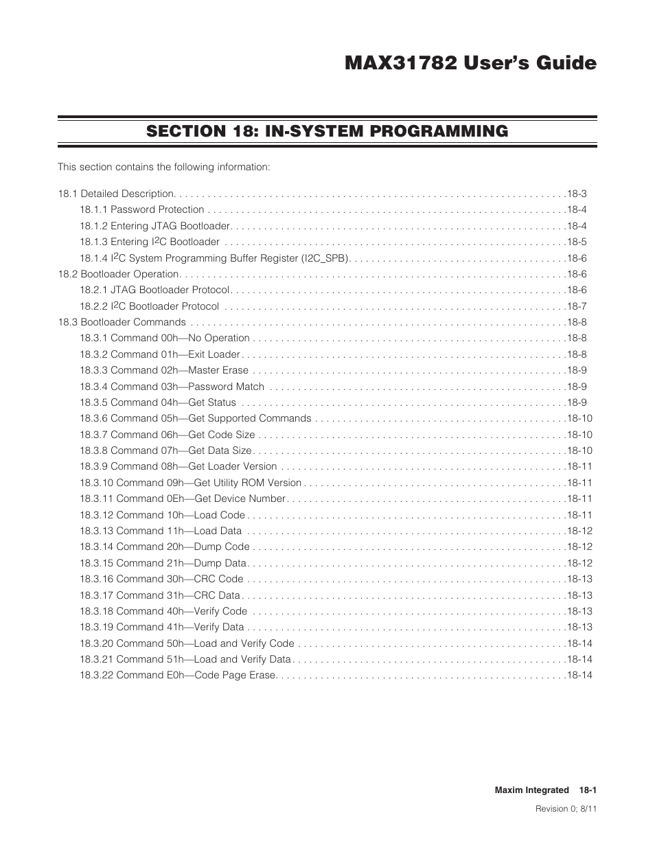 Section 18: in-system programming, Section 18: in-system programming -1, Section 18: in-system | Programming | Maxim Integrated MAX31782 User Manual | Page 152 / 223