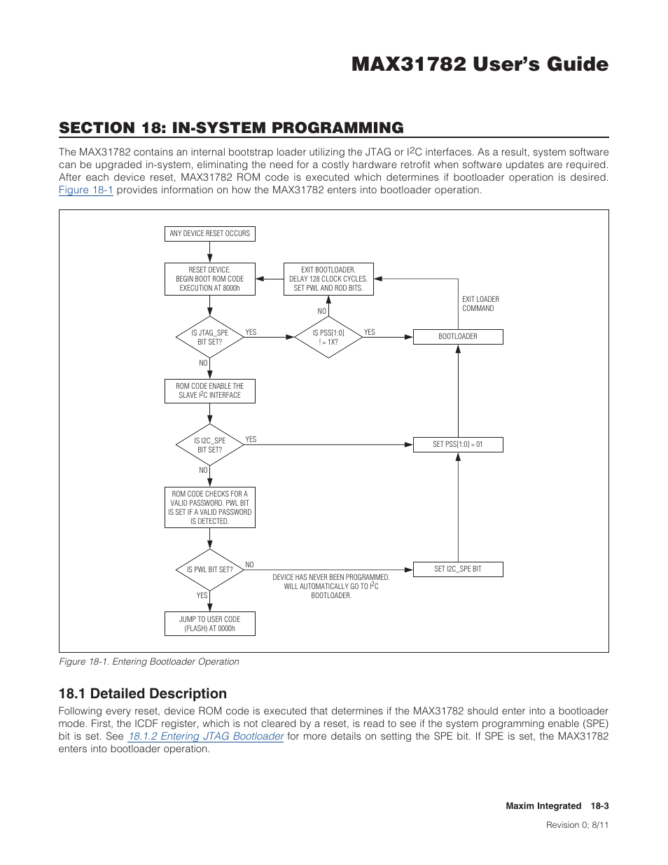 1 detailed description, 18 .1 detailed description -3, Figure 18-1 . entering bootloader operation -3 | 1detaileddescription | Maxim Integrated MAX31782 User Manual | Page 154 / 223