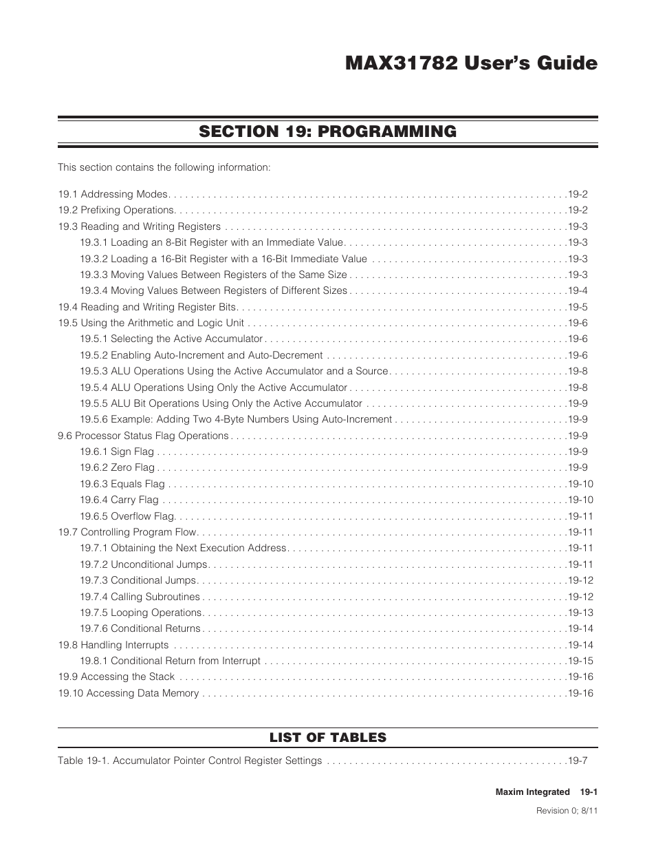 Section 19: programming, Section 19: programming -1 | Maxim Integrated MAX31782 User Manual | Page 166 / 223