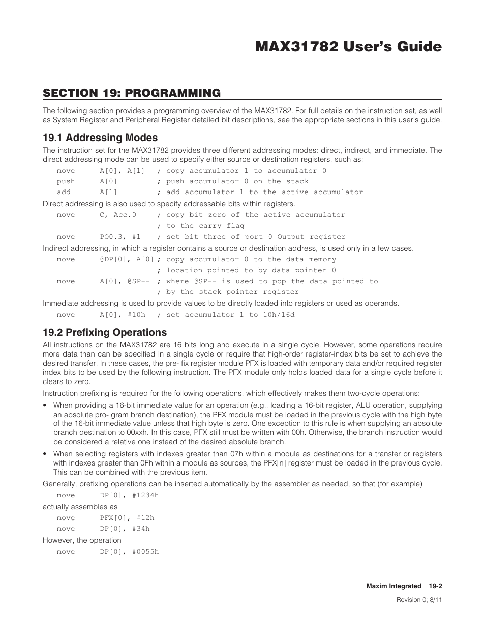 1 addressing modes, 2 prefixing operations, 1addressingmodes | 2prefixingoperations | Maxim Integrated MAX31782 User Manual | Page 167 / 223