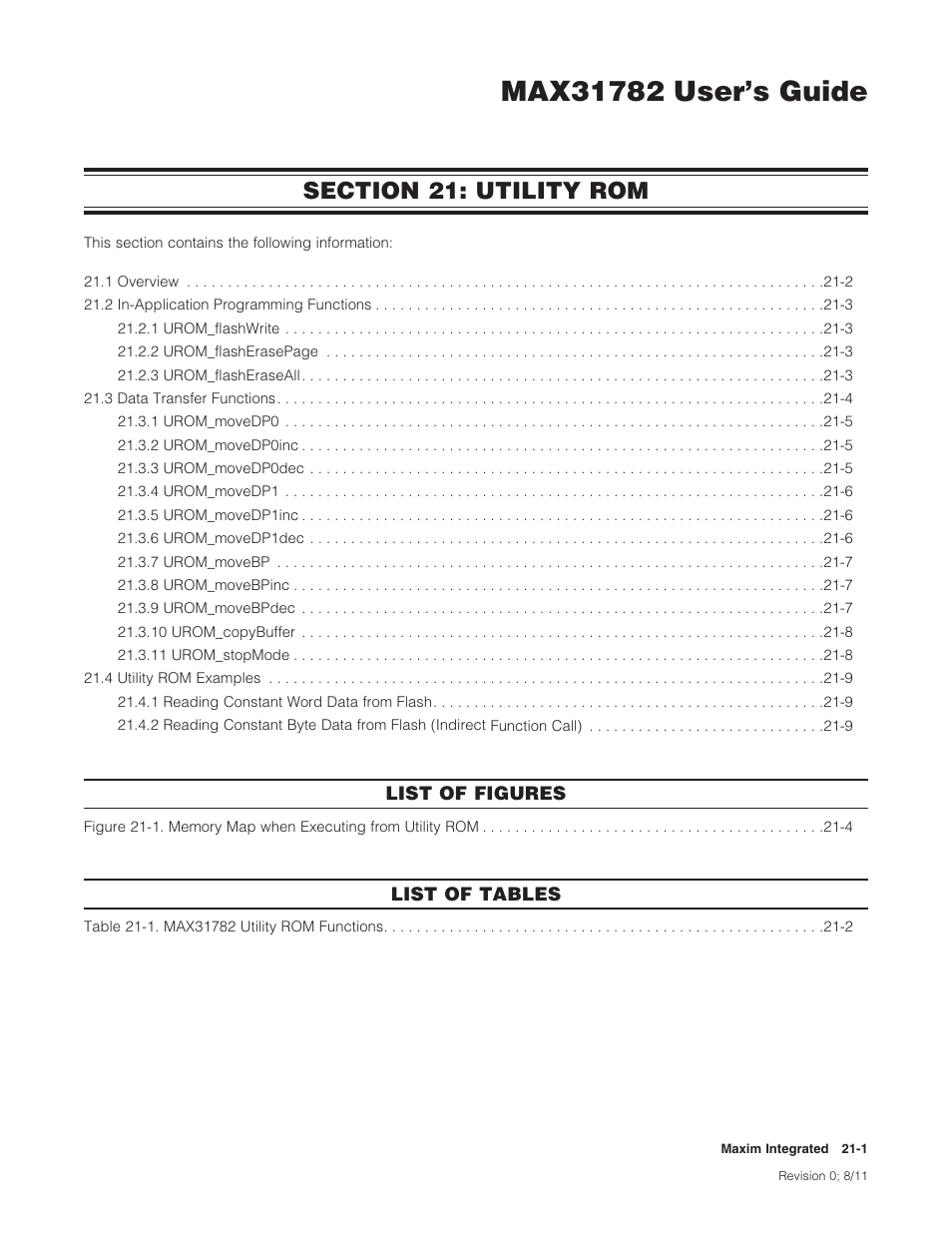 Section 21: utility rom, Section 21: utility rom -1 | Maxim Integrated MAX31782 User Manual | Page 214 / 223